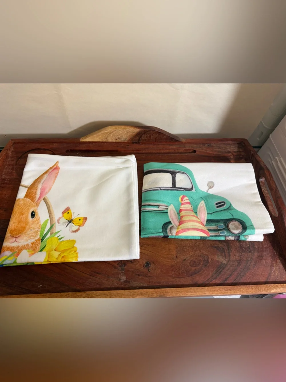 2 pc New Happy Easter Bunny Decorative cushion throw pillow case Egg hunt Gnome